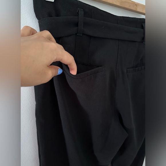 RW&CO Black Crepe Paperbag Ankle Pant with Sash/Belt - Picture 3 of 4